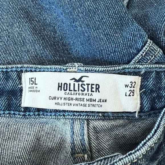 Hollister Women's Cotton Curvy High Rise Mom Distressed Jeans 32 - Picture 8 of 10